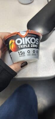 DANNON, OIKOS, TRIPLE ZERO BLENDED NONFAT GREEK YOGURT, PEACH, PEACH