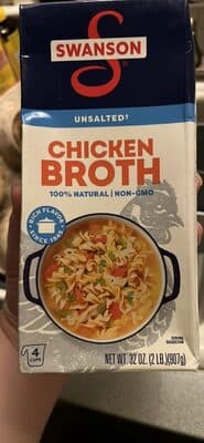 Swanson Unsalted Chicken Broth, 32 oz Carton